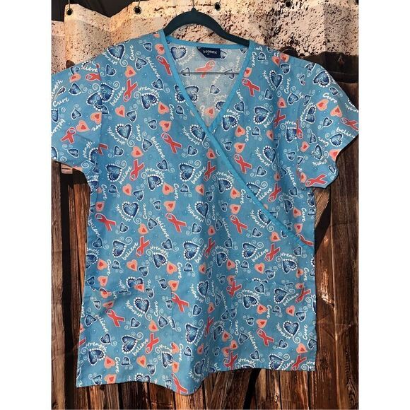Absolute breast Cancer awareness scrub top size Medium - Picture 1 of 4
